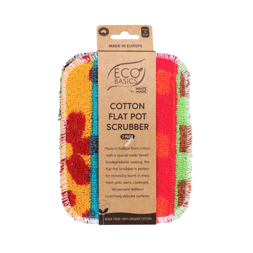 Eco Basics Cotton Flat Pot Scrubber – 2 Pack